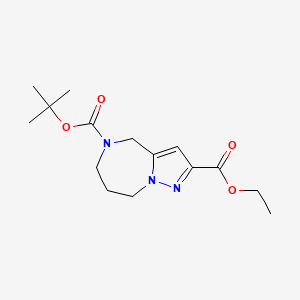 molecular formula C15H23N3O4 B2596833 5-叔丁基-2-乙基-7,8-二氢-4H-吡唑并[1,5-a][1,4]二氮杂卓-2,5(6H)-二羧酸酯 CAS No. 1250997-22-8