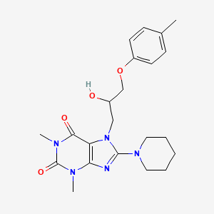 molecular formula C22H29N5O4 B2596847 7-(2-羟基-3-(对甲苯氧基)丙基)-1,3-二甲基-8-(哌啶-1-基)-1H-嘌呤-2,6(3H,7H)-二酮 CAS No. 941993-46-0