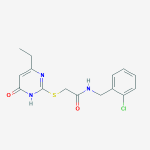 molecular formula C15H16ClN3O2S B2596854 N-(2-chlorobenzyl)-2-((4-ethyl-6-oxo-1,6-dihydropyrimidin-2-yl)thio)acetamide CAS No. 899948-46-0