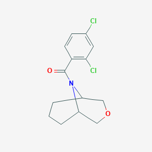 molecular formula C14H15Cl2NO2 B2596857 3-Oxa-9-azabicyclo[3.3.1]nonan-9-yl(2,4-dichlorophenyl)methanon CAS No. 1421469-34-2