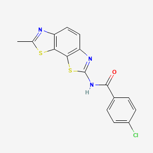 molecular formula C16H10ClN3OS2 B2596861 4-氯-N-(7-甲基-[1,3]噻唑并[4,5-g][1,3]苯并噻唑-2-基)苯甲酰胺 CAS No. 325978-33-4