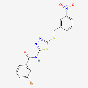 molecular formula C16H11BrN4O3S2 B2596862 3-溴-N-(5-((3-硝基苄基)硫代)-1,3,4-噻二唑-2-基)苯甲酰胺 CAS No. 868974-54-3