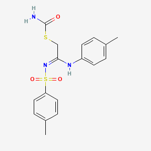 molecular formula C17H19N3O3S2 B2596870 S-(2-[(4-methylphenyl)amino]-2-{[(4-methylphenyl)sulfonyl]imino}ethyl) thiocarbamate CAS No. 324581-69-3