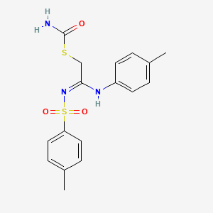 molecular formula C17H19N3O3S2 B2596870 S-(2-[(4-甲基苯基)氨基]-2-{[(4-甲基苯基)磺酰基]亚氨基}乙基)硫代氨基甲酸酯 CAS No. 324581-69-3