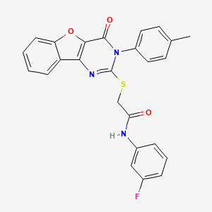 molecular formula C25H18FN3O3S B2596875 N-(3-fluorophenyl)-2-[[3-(4-methylphenyl)-4-oxo-[1]benzofuro[3,2-d]pyrimidin-2-yl]sulfanyl]acetamide CAS No. 872208-08-7