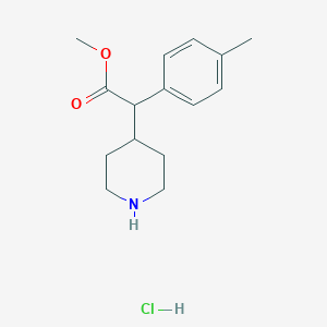 molecular formula C15H22ClNO2 B2596880 Methyl 2-(4-methylphenyl)-2-piperidin-4-ylacetate;hydrochloride CAS No. 2567498-27-3
