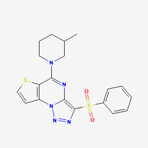 molecular formula C19H19N5O2S2 B2596883 5-(3-Methylpiperidin-1-yl)-3-(phenylsulfonyl)thieno[2,3-e][1,2,3]triazolo[1,5-a]pyrimidine CAS No. 892730-55-1