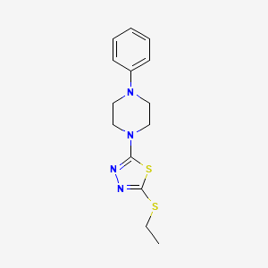 molecular formula C14H18N4S2 B2596890 2-(エチルチオ)-5-(4-フェニルピペラジン-1-イル)-1,3,4-チアゾール CAS No. 1105198-83-1