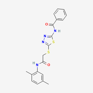 molecular formula C19H18N4O2S2 B2596892 N-[5-[2-(2,5-二甲苯胺基)-2-氧代乙基]硫烷基-1,3,4-噻二唑-2-基]苯甲酰胺 CAS No. 392294-98-3