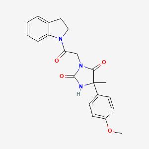 molecular formula C21H21N3O4 B2596902 3-(2-(Indolin-1-yl)-2-oxoethyl)-5-(4-methoxyphenyl)-5-methylimidazolidine-2,4-dione CAS No. 1052561-14-4
