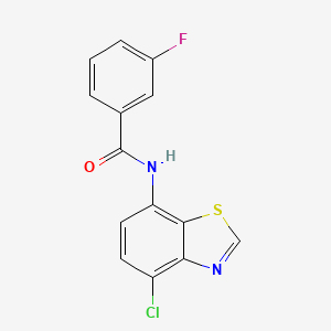 molecular formula C14H8ClFN2OS B2596906 N-(4-氯-1,3-苯并噻唑-7-基)-3-氟苯甲酰胺 CAS No. 941998-33-0