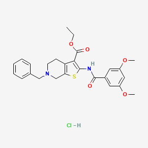 molecular formula C26H29ClN2O5S B2596909 6-ベンジル-2-(3,5-ジメトキシベンザミド)-4,5,6,7-テトラヒドロチエノ[2,3-c]ピリジン-3-カルボン酸エチル 塩酸塩 CAS No. 1215624-62-6