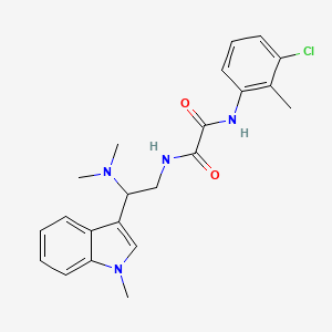 molecular formula C22H25ClN4O2 B2596911 N1-(3-chloro-2-methylphenyl)-N2-(2-(dimethylamino)-2-(1-methyl-1H-indol-3-yl)ethyl)oxalamide CAS No. 1091473-38-9