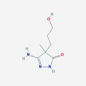 molecular formula C7H13N3O2 B2596925 3-amino-4-(3-hydroxypropyl)-4-methyl-4,5-dihydro-1H-pyrazol-5-one CAS No. 1955548-57-8