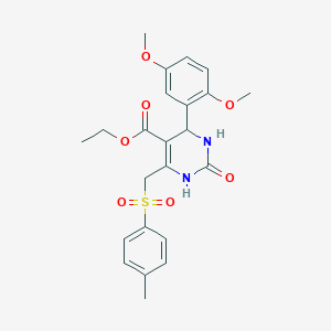 molecular formula C23H26N2O7S B2596931 Ethyl 4-(2,5-dimethoxyphenyl)-6-{[(4-methylphenyl)sulfonyl]methyl}-2-oxo-1,2,3,4-tetrahydropyrimidine-5-carboxylate CAS No. 866865-03-4