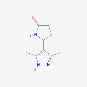 molecular formula C9H13N3O B2596932 5-(3,5-dimethyl-1H-pyrazol-4-yl)pyrrolidin-2-one CAS No. 1367709-65-6