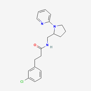 molecular formula C19H22ClN3O B2596934 3-(3-chlorophenyl)-N-((1-(pyridin-2-yl)pyrrolidin-2-yl)methyl)propanamide CAS No. 2034377-54-1