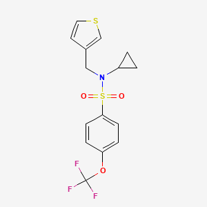 molecular formula C15H14F3NO3S2 B2596935 N-cyclopropyl-N-(thiophen-3-ylmethyl)-4-(trifluoromethoxy)benzenesulfonamide CAS No. 1235354-40-1
