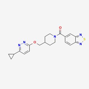 molecular formula C20H21N5O2S B2596937 5-(4-{[(6-Cyclopropylpyridazin-3-yl)oxy]methyl}piperidine-1-carbonyl)-2,1,3-benzothiadiazole CAS No. 2310145-08-3