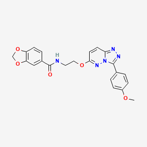 molecular formula C22H19N5O5 B2596939 N-(2-((3-(4-methoxyphenyl)-[1,2,4]triazolo[4,3-b]pyridazin-6-yl)oxy)ethyl)benzo[d][1,3]dioxole-5-carboxamide CAS No. 1021066-27-2