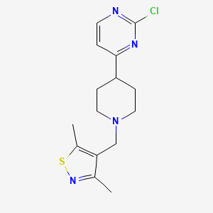 molecular formula C15H19ClN4S B2596947 4-[[4-(2-Chloropyrimidin-4-yl)piperidin-1-yl]methyl]-3,5-dimethyl-1,2-thiazole CAS No. 2224473-78-1