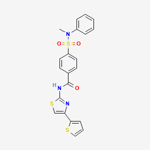 molecular formula C21H17N3O3S3 B2596951 4-(N-methyl-N-phenylsulfamoyl)-N-(4-(thiophen-2-yl)thiazol-2-yl)benzamide CAS No. 325977-38-6