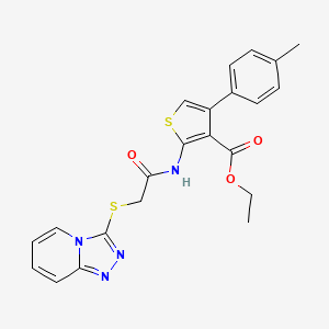 molecular formula C22H20N4O3S2 B2596954 Ethyl 4-(4-methylphenyl)-2-(2-{[1,2,4]triazolo[4,3-a]pyridin-3-ylsulfanyl}acetamido)thiophene-3-carboxylate CAS No. 671199-01-2