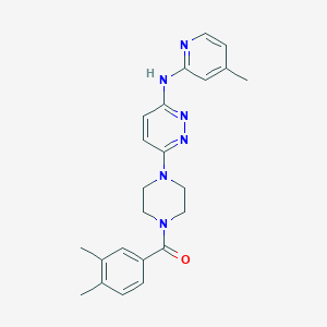 molecular formula C23H26N6O B2596958 (3,4-二甲基苯基)(4-(6-((4-甲基吡啶-2-基)氨基)哒嗪-3-基)哌嗪-1-基)甲酮 CAS No. 1021072-53-6