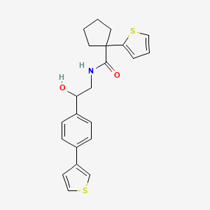 molecular formula C22H23NO2S2 B2596992 N-(2-hydroxy-2-(4-(thiophen-3-yl)phenyl)ethyl)-1-(thiophen-2-yl)cyclopentanecarboxamide CAS No. 2034492-28-7