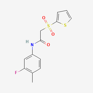 molecular formula C13H12FNO3S2 B2596998 N-(3-fluoro-4-methylphenyl)-2-(thiophen-2-ylsulfonyl)acetamide CAS No. 1021046-53-6