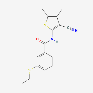 molecular formula C16H16N2OS2 B2597001 N-(3-cyano-4,5-dimethylthiophen-2-yl)-3-ethylsulfanylbenzamide CAS No. 886914-35-8