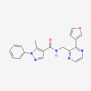 molecular formula C20H17N5O2 B2597003 N-((3-(furan-3-yl)pyrazin-2-yl)methyl)-5-methyl-1-phenyl-1H-pyrazole-4-carboxamide CAS No. 2034236-73-0
