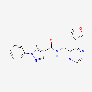 molecular formula C20H17N5O2 B2597003 N-((3-(Furan-3-yl)pyrazin-2-yl)methyl)-5-methyl-1-phenyl-1H-pyrazol-4-carboxamid CAS No. 2034236-73-0