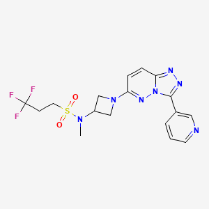 molecular formula C17H18F3N7O2S B2597016 3,3,3-Trifluoro-N-methyl-N-[1-(3-pyridin-3-yl-[1,2,4]triazolo[4,3-b]pyridazin-6-yl)azetidin-3-yl]propane-1-sulfonamide CAS No. 2380033-63-4