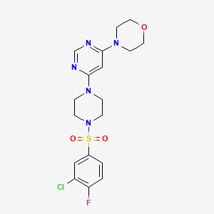 molecular formula C18H21ClFN5O3S B2597024 4-(6-(4-((3-Chloro-4-fluorophenyl)sulfonyl)piperazin-1-yl)pyrimidin-4-yl)morpholine CAS No. 1202995-31-0