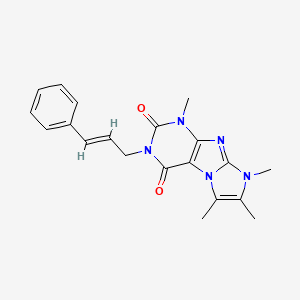 molecular formula C20H21N5O2 B2597034 4,6,7,8-tetramethyl-2-[(E)-3-phenylprop-2-enyl]purino[7,8-a]imidazole-1,3-dione CAS No. 878413-26-4
