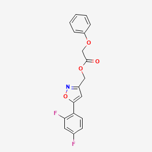 molecular formula C18H13F2NO4 B2597044 (5-(2,4-Difluorophenyl)isoxazol-3-yl)methyl 2-phenoxyacetate CAS No. 1021024-88-3