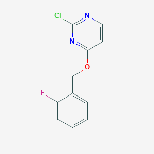 molecular formula C11H8ClFN2O B2597047 2-氯-4-[(2-氟苯基)甲氧基]嘧啶 CAS No. 1340355-11-4
