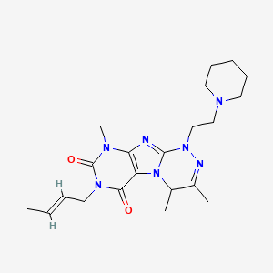 molecular formula C21H31N7O2 B2597048 7-((2E)丁-2-烯基)-3,4,9-三甲基-1-(2-哌啶基乙基)-5,7,9-三氢-4H-1,2, 4-三嗪并[4,3-h]嘌呤-6,8-二酮 CAS No. 919027-79-5