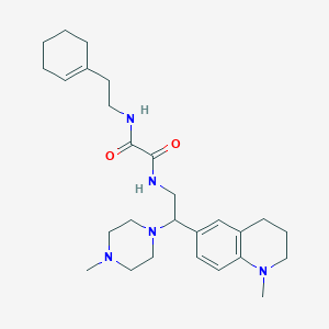 molecular formula C27H41N5O2 B2597049 N1-(2-(cyclohex-1-en-1-yl)ethyl)-N2-(2-(1-methyl-1,2,3,4-tetrahydroquinolin-6-yl)-2-(4-methylpiperazin-1-yl)ethyl)oxalamide CAS No. 922039-02-9