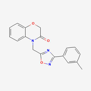 molecular formula C18H15N3O3 B2597050 4-((3-(m-tolyl)-1,2,4-oxadiazol-5-yl)methyl)-2H-benzo[b][1,4]oxazin-3(4H)-one CAS No. 1105203-99-3