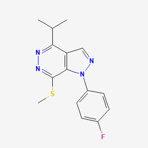 molecular formula C15H15FN4S B2597056 1-(4-fluorophenyl)-4-isopropyl-7-(methylthio)-1H-pyrazolo[3,4-d]pyridazine CAS No. 1105202-75-2