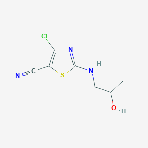 molecular formula C7H8ClN3OS B2597058 4-Chloro-2-[(2-hydroxypropyl)amino]-1,3-thiazole-5-carbonitrile CAS No. 866156-06-1