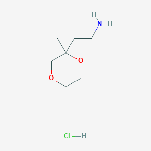 molecular formula C7H16ClNO2 B2597059 2-(2-甲基-1,4-二氧六环-2-基)乙胺；盐酸盐 CAS No. 2361678-89-7