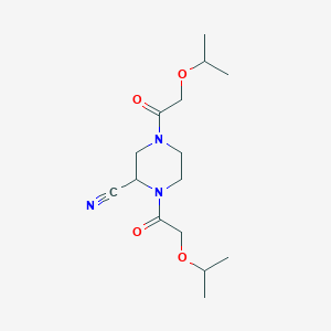 molecular formula C15H25N3O4 B2597061 1,4-Bis[2-(propan-2-yloxy)acetyl]piperazine-2-carbonitrile CAS No. 2094873-81-9