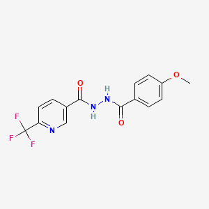 molecular formula C15H12F3N3O3 B2597070 N'-(4-甲氧基苯甲酰)-6-(三氟甲基)烟酰肼 CAS No. 1092346-04-7