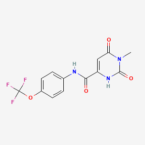 molecular formula C13H10F3N3O4 B2597073 6-hydroxy-1-methyl-2-oxo-N-[4-(trifluoromethoxy)phenyl]-1,2-dihydro-4-pyrimidinecarboxamide CAS No. 338774-80-4
