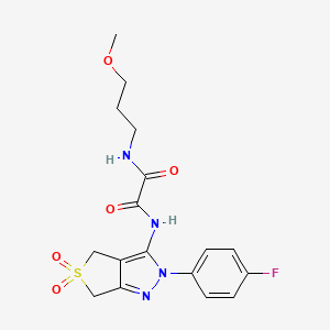 molecular formula C17H19FN4O5S B2597075 N1-(2-(4-fluorophenyl)-5,5-dioxido-4,6-dihydro-2H-thieno[3,4-c]pyrazol-3-yl)-N2-(3-methoxypropyl)oxalamide CAS No. 899961-80-9