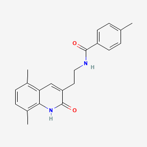 molecular formula C21H22N2O2 B2597079 N-[2-(5,8-dimethyl-2-oxo-1H-quinolin-3-yl)ethyl]-4-methylbenzamide CAS No. 851407-14-2