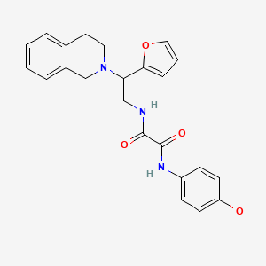 molecular formula C24H25N3O4 B2597082 N1-(2-(3,4-二氢异喹啉-2(1H)-基)-2-(呋喃-2-基)乙基)-N2-(4-甲氧基苯基)草酰胺 CAS No. 898458-76-9